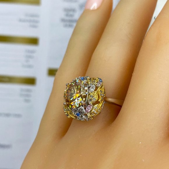 3 Carat 9mm Yellow Moissanite Fancy ring- Luxury ring D-FL - Picture 6 of 6